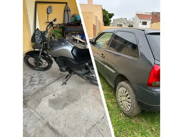 UM VEÍCULO VW/GOL 1.0 2007/2008 E UMA MOTOCICLETA HONDA CG/150 TITAN, 2008/2009
