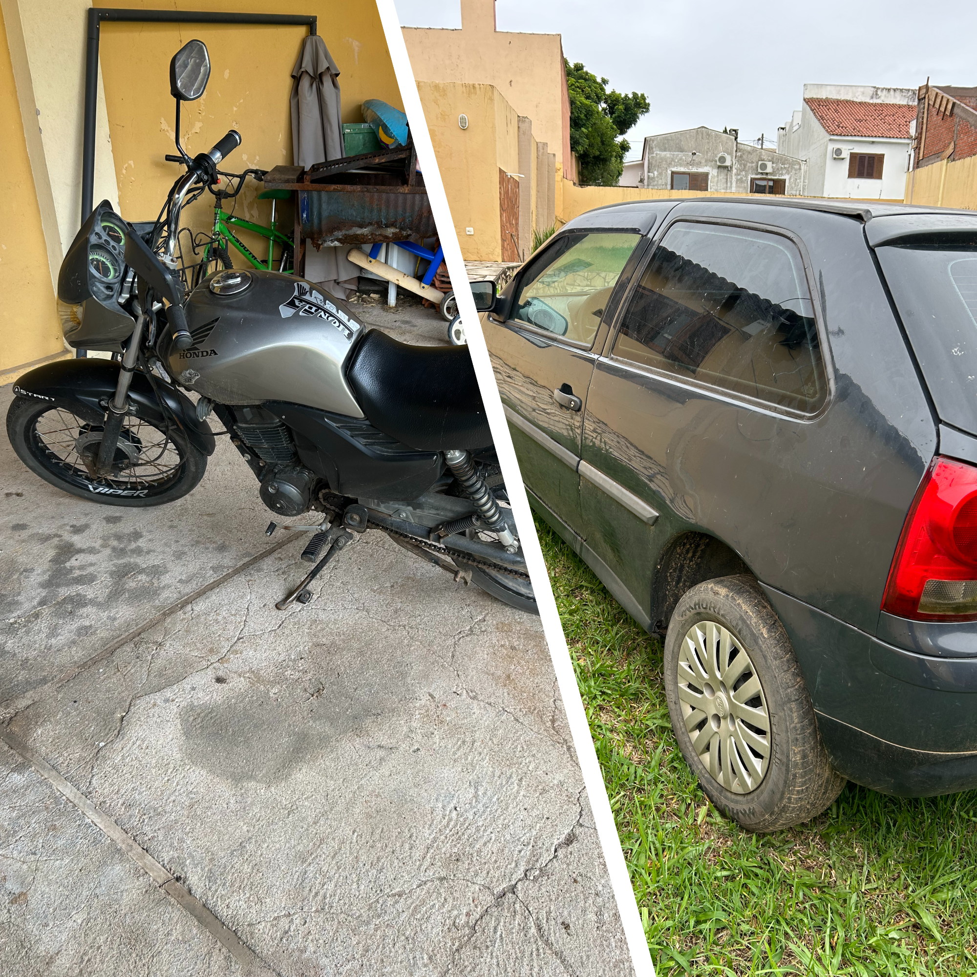 UM VEÍCULO VW/GOL 1.0 2007/2008 E UMA MOTOCICLETA HONDA CG/150 TITAN, 2008/2009